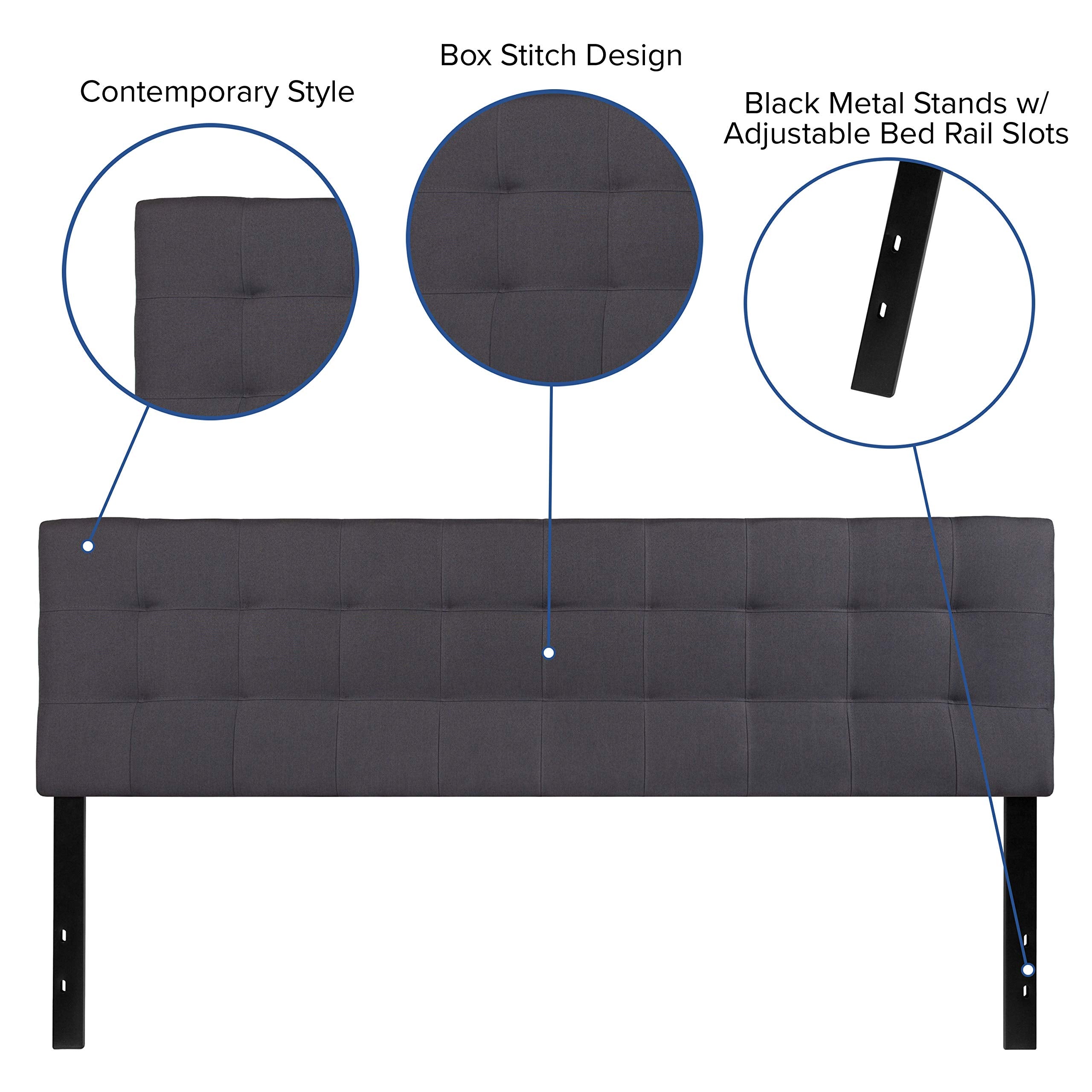 Flash Furniture Bedford Tufted Upholstered King Size Headboard In Dark Gray Fabric