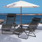 Monibloom 27-Inch Zero Gravity Chairs Set Of 2, Patio Anti Gravity Recliners, Foldable Outdoor Lounger With Cup Holder Tray, Headrest And Footrest For Beach Camping, Black