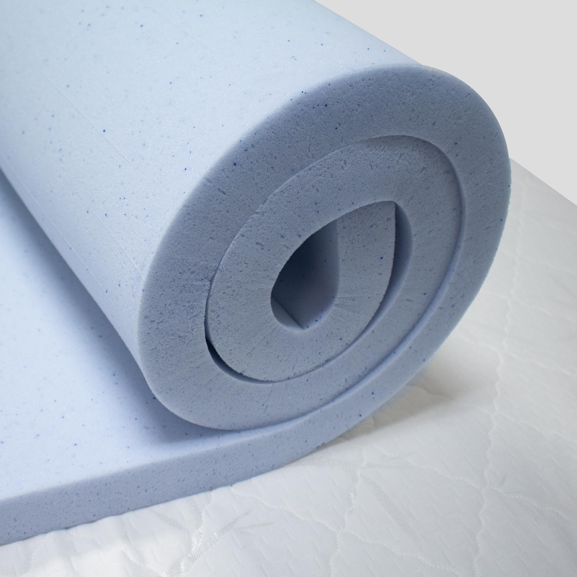 Lounj 2 Inch Rv Gel Memory Foam Mattress Topper, 3/4 Full Short (48X75), Blue
