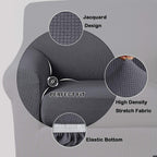 Turquoize Stretch Sofa Slipcover 2 Pieces Sofa Cover Couch Cover For 3 Cushion Couch Washable Furniture Protector Covers With Elastic Bottom Feature Thick Jacquard Fabric (Sofa, Grey)