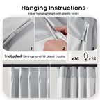 Shineland Light Grey Linen Blackout Curtains For Bedroom Living Room,Gray Pinch Pleated Curtain Drapes 84 Inches Long