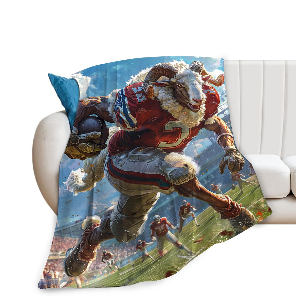 Football Blanket Goat And Football Throw Blanket Football Gifts And Decor Sports Blanket For Boys Girls Women Men Kids Adults So
