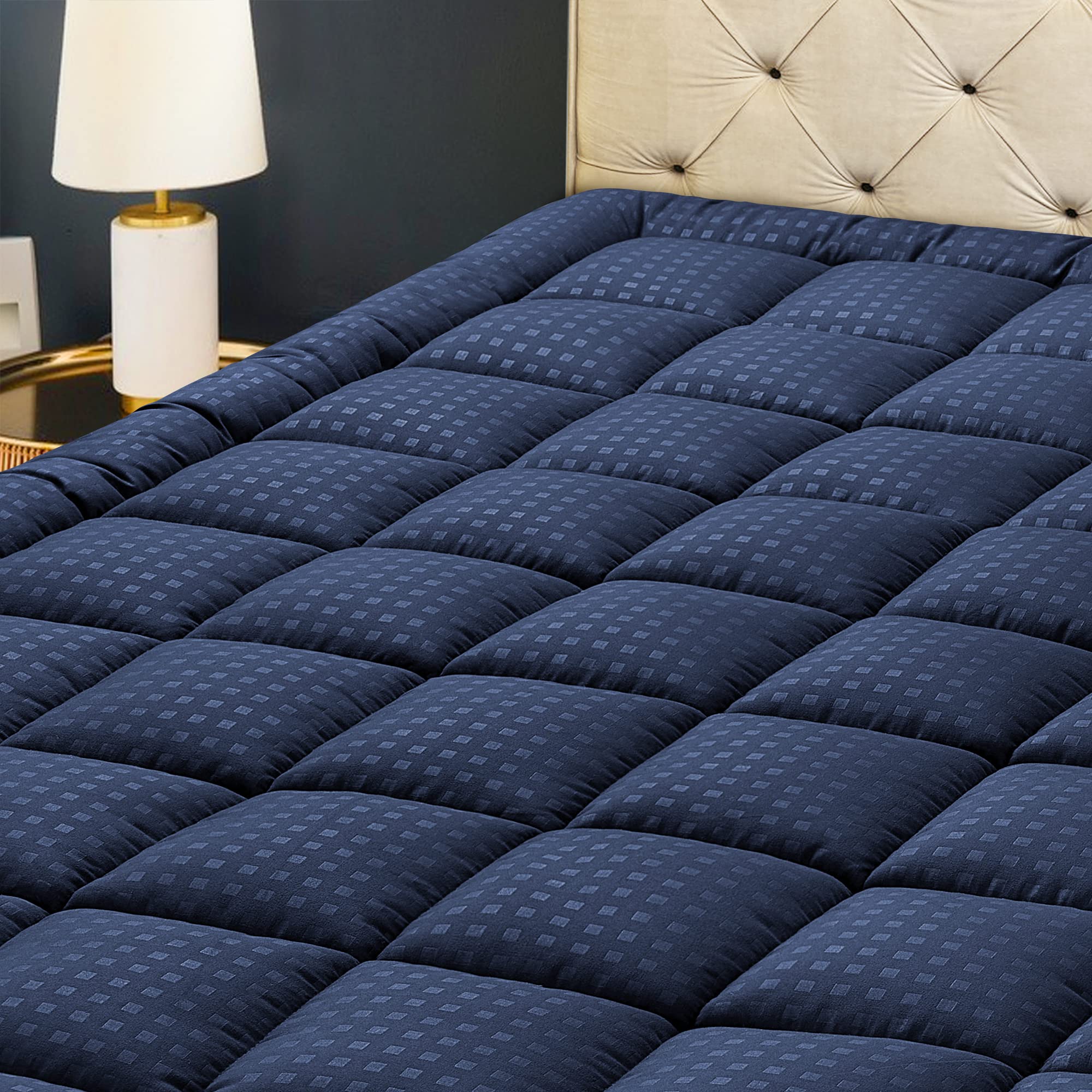 Hyleory Twin Mattress Pad Quilted Fitted Mattress Protector Cooling Pillow Top Mattress Cover Breathable Fluffy Soft Mattress To