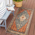 COMSLE Boho Area Rug, 2 x 4 Machine Washable Rugs for Entryway Faux Wool Small Rugs Distressed Throw Rug Non-Slip Floor Carpet