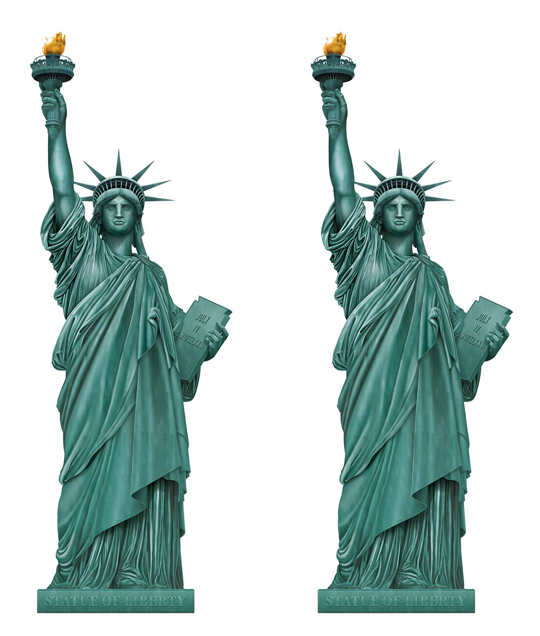 Beistle Statue of Liberty Photo Prop, 5 Tall, Set of 2 - New York City Wall Decorations, Jointed Cut Out NYC Party Decor