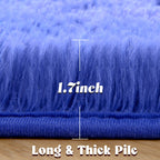 Junovo Rug 4X4 Feet, Light Navy, Fluffy Soft Area Rugs For Kids Girls Room Princess Castle Plush Shaggy Carpet, Circular Home De