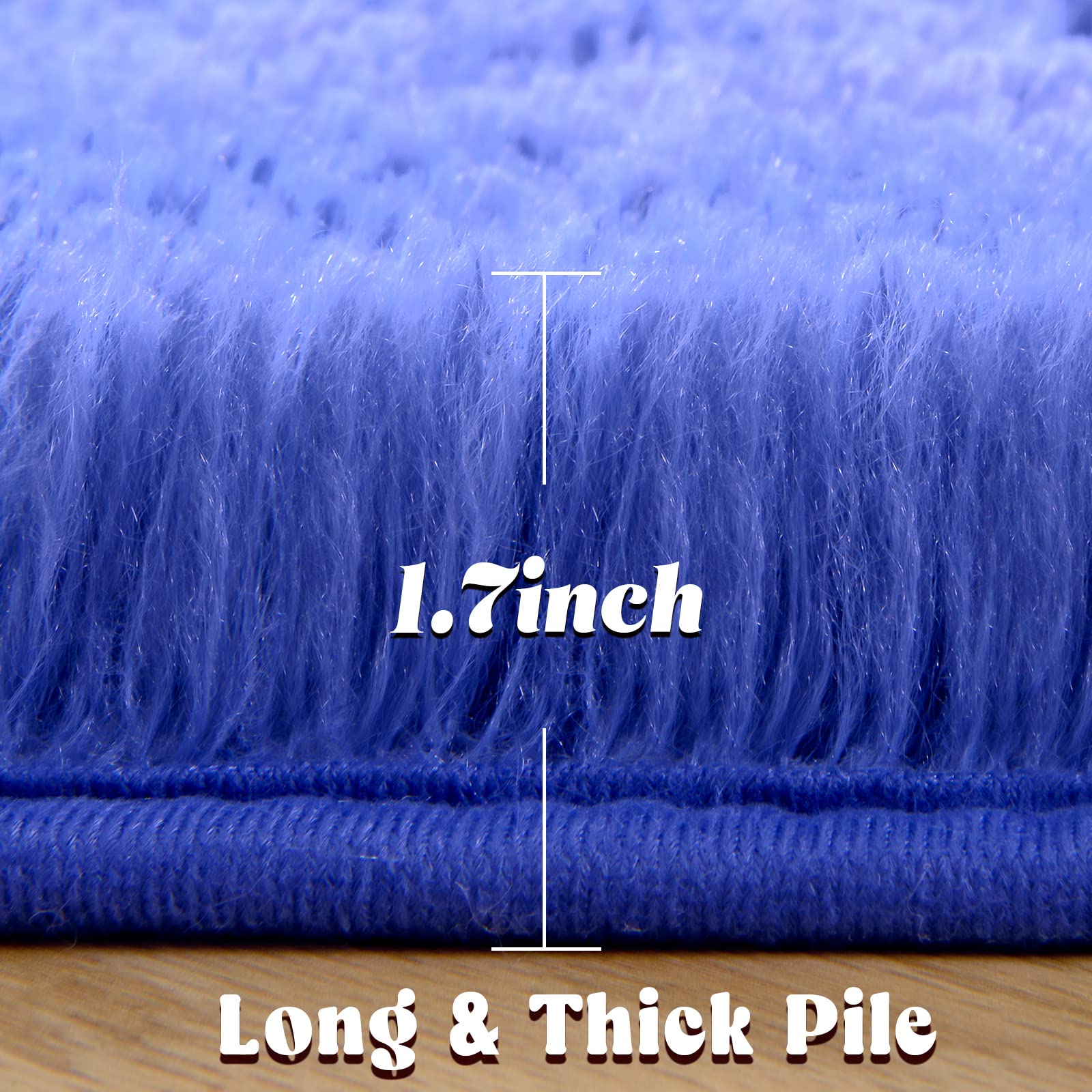 Junovo Rug 4X4 Feet, Light Navy, Fluffy Soft Area Rugs For Kids Girls Room Princess Castle Plush Shaggy Carpet, Circular Home De