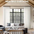 Meetbily Ivory Linen Curtains 108 Inches Long For Living Room 2 Panel Set Cream White Back Tab Semi Sheer Linen Drapes Neutral F