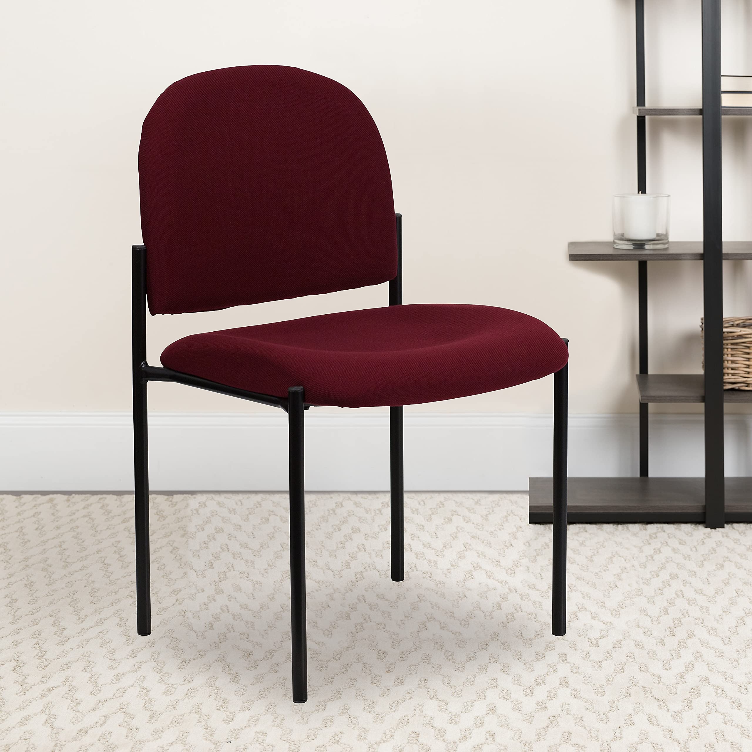 Flash Furniture Tania Comfort Burgundy Fabric Stackable Steel Side Reception Chair