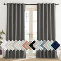 NICETOWN Grizzle Gray Vintage Linen 100% Blackout Curtains for Living Room, Thermal Insulated Curtains 120 Long, Noise Reducing 