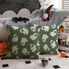 Dfxsz Halloween Pillow Covers 20X20 Inch Set Of 2 Happy Halloween White Ghost Decor Green Pillow Covers Happy Halloween Sofa Bed