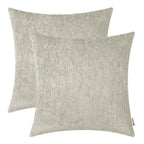 BRAWARM Chenille Throw Pillow Covers 16x16 Inches - Taupe Chenille Pillow Covers Pack of 2, Solid Dyed Soft Chenille Pillow Case