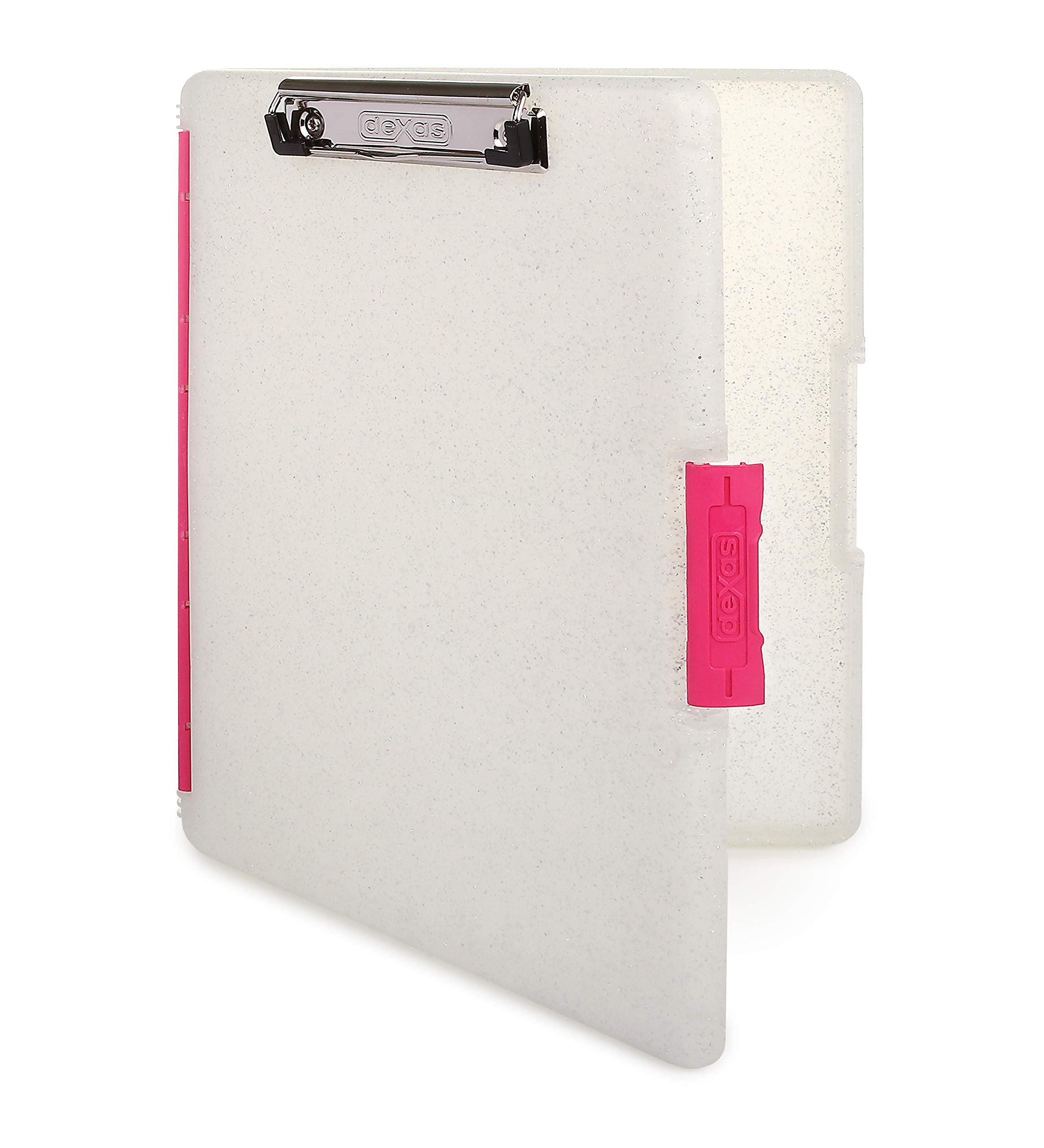 Dexas Slimcase 2 Storage Clipboard With Side Opening, Natural Glitter Pink Binding, Office Supplies Clipboards, Carry And Store,