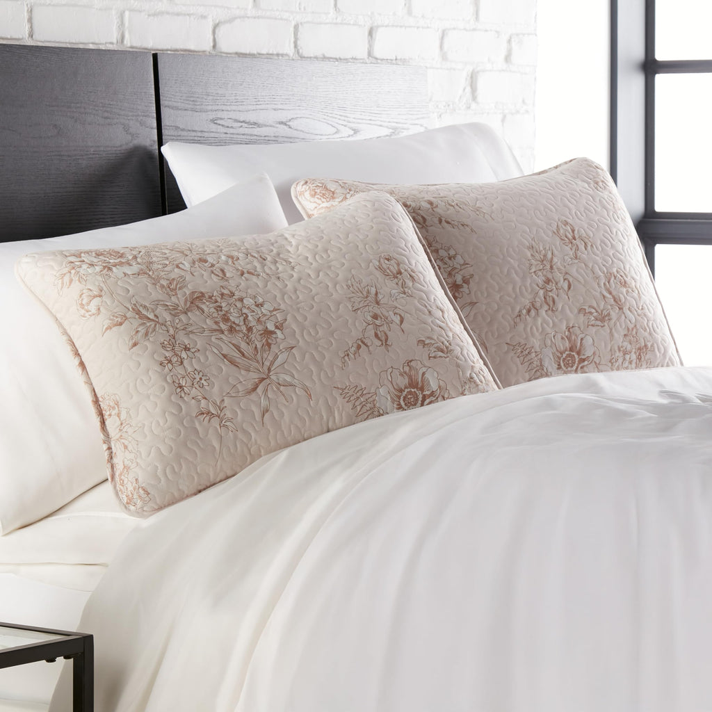 Southshore Fine Living, Inc. Floral Taupe Pillow Covers 26'X26' Set Of 2, Euro Sham Covers, Quilted Pillow Shams 26X26 To Matc