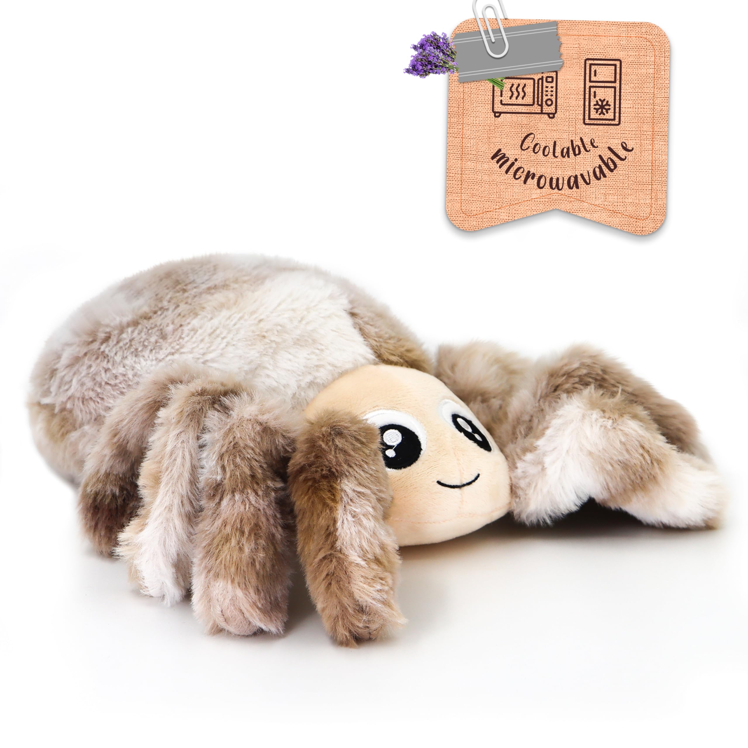 Tiralia Microwavable Heating Pads Stuffed Animals, 1.3 lb Heatable Spider Pillow Plush for Period Cramps Stress Relief, Stuffed 