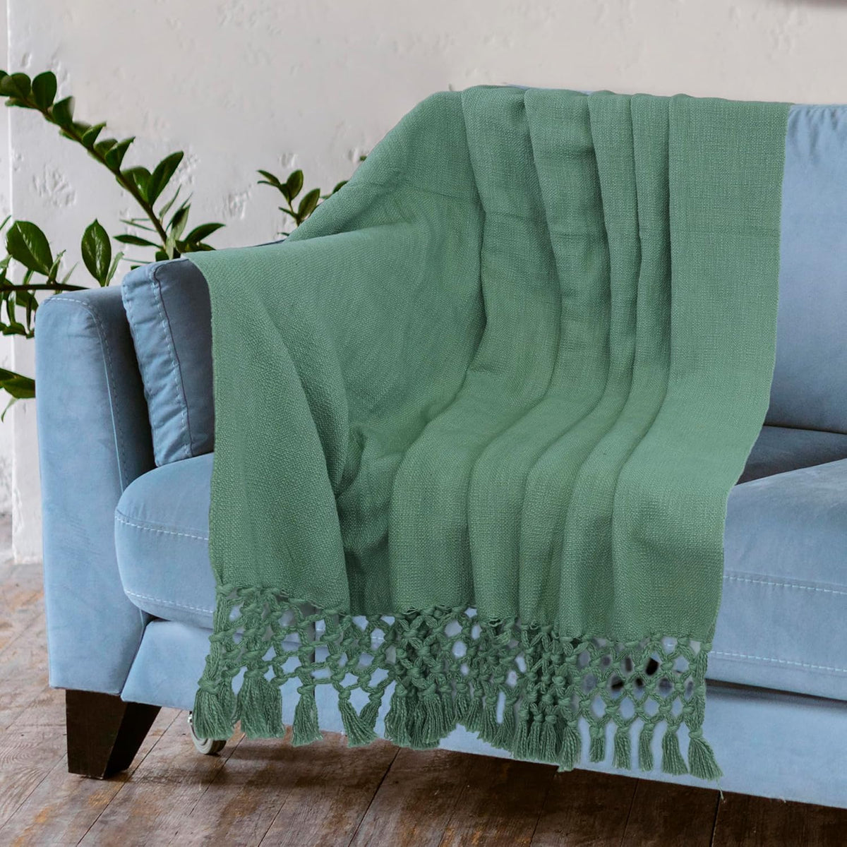 COSYHUGS HandKnitted Sofa Throw | 100% Cotton | 3 Seater | 55x75 Inches | Silver Beige | Soft Decorative Blanket | for Sofa Bed