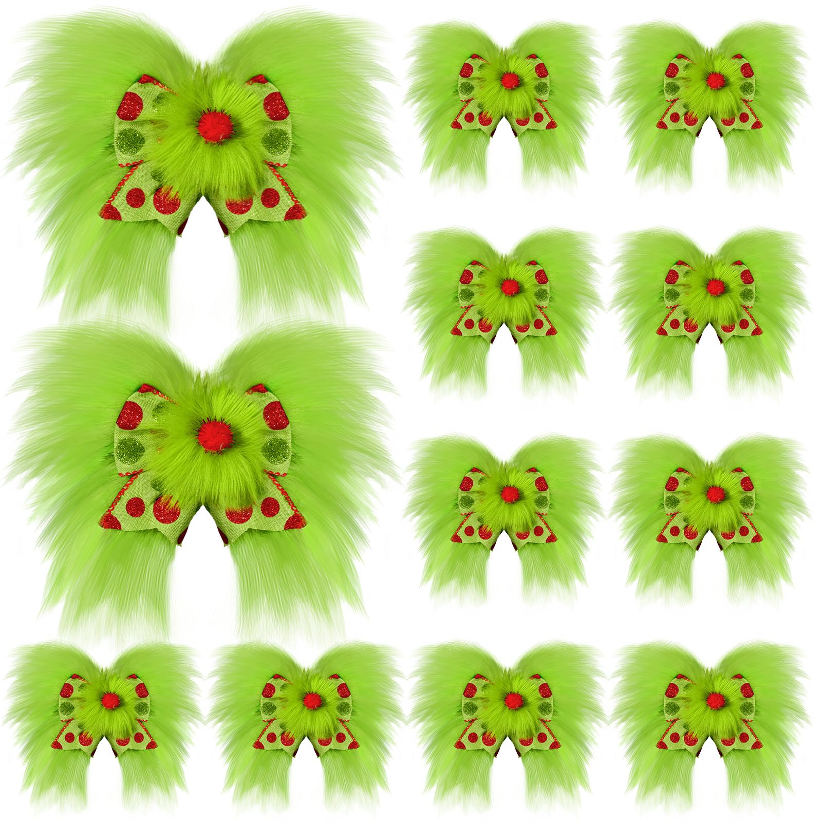 Knitgrip 12 Pcs Red Green Christmas Bows Christmas Tree Decoration Lime Green Christmas Wreaths Velvet Bow Christmas Tree Topper