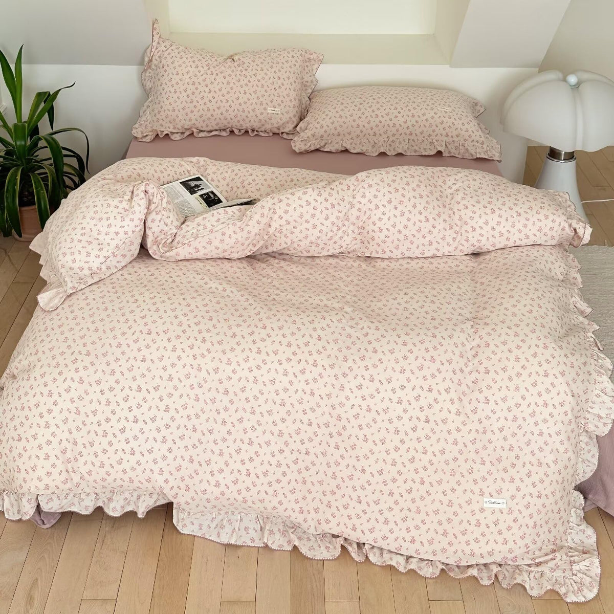 Bulutu Pink Floral Duvet Cover Full Bedding Duvet Covers For Girls Kids Teens Soft Breathable Cotton Comforter Cover 79'X90' S