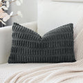 Otostar Corduroy Decorative Throw Pillow Covers 12X20 Inch Super Soft Boho Striped Rectangle Pillow Covers Case Modern Cushion Covers For Sofa Couch Bedroom Car Decor Dark Grey