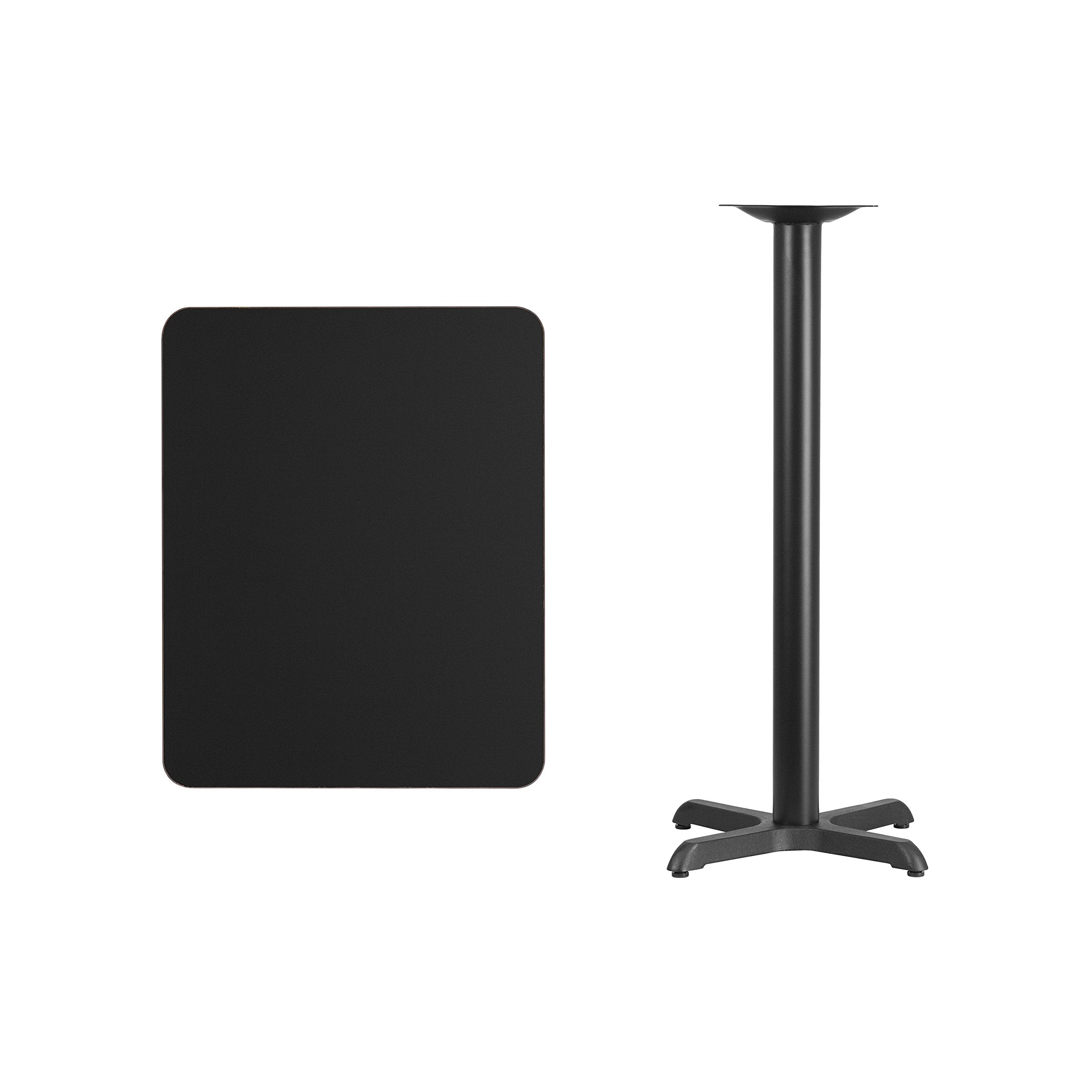 Flash Furniture Stiles 24'' x 30'' Rectangular Black Laminate Table Top with 22'' x 22'' Bar Height Table Base
