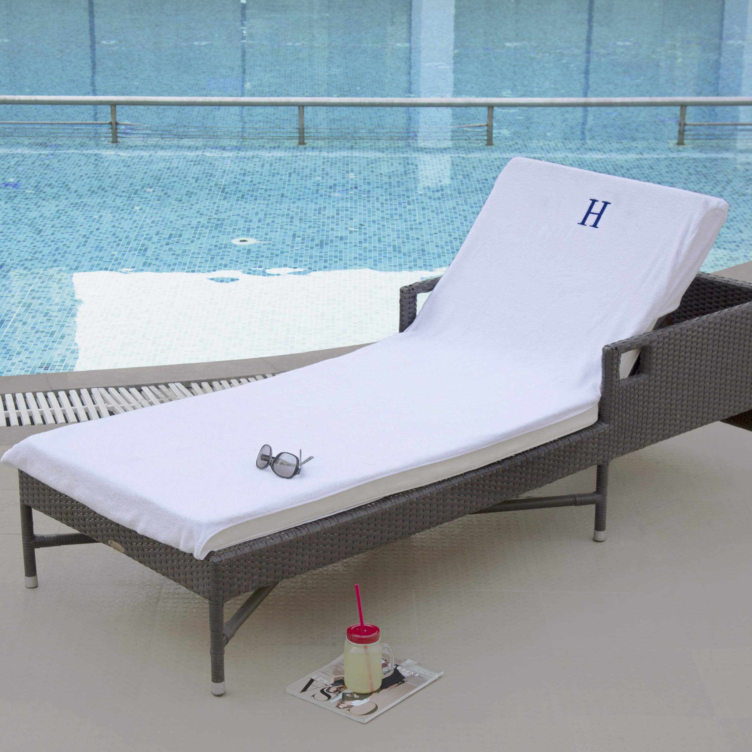 Superior 100% Cotton Towel/Lounge Chair Cover With Personalized Monogrammed Letters, Thick, Super Soft, Plush And Highly Absorbe