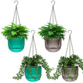 4 Pcs Self Watering Hanging Planter Indoor 6.5 Inch Hanging Baskets For Plants Outdoor Plastic Hanging Flower Pot With 3 Hooks C