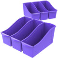 Storex Large Book Bin, Interlocking Plastic Organizer for Home, Office and Classroom, Purple, 6-Pack (71103A06C)