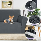 Znsayotx Super Stretch Couch Cover (71'-91'), New Striped Sofa Covers Fitted Slipcovers With Elastic Bottom, Dog Cat Pets Proof Spandex Fabric Comfortable & Durable (Dark Grey, Sofa)