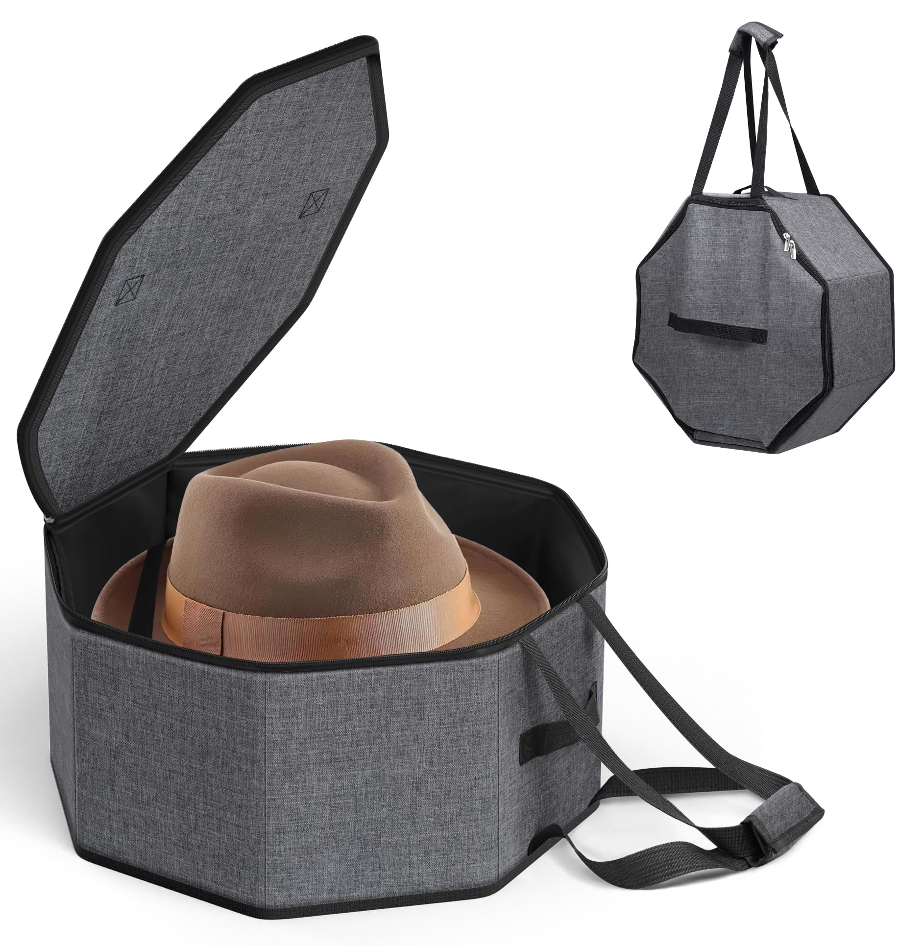 SLEEPING LAMB Hat Box for Travel and Storage, Collapsible Cap Case for Mens Fedora Organizer, Hat Storage Box for Men and Women 