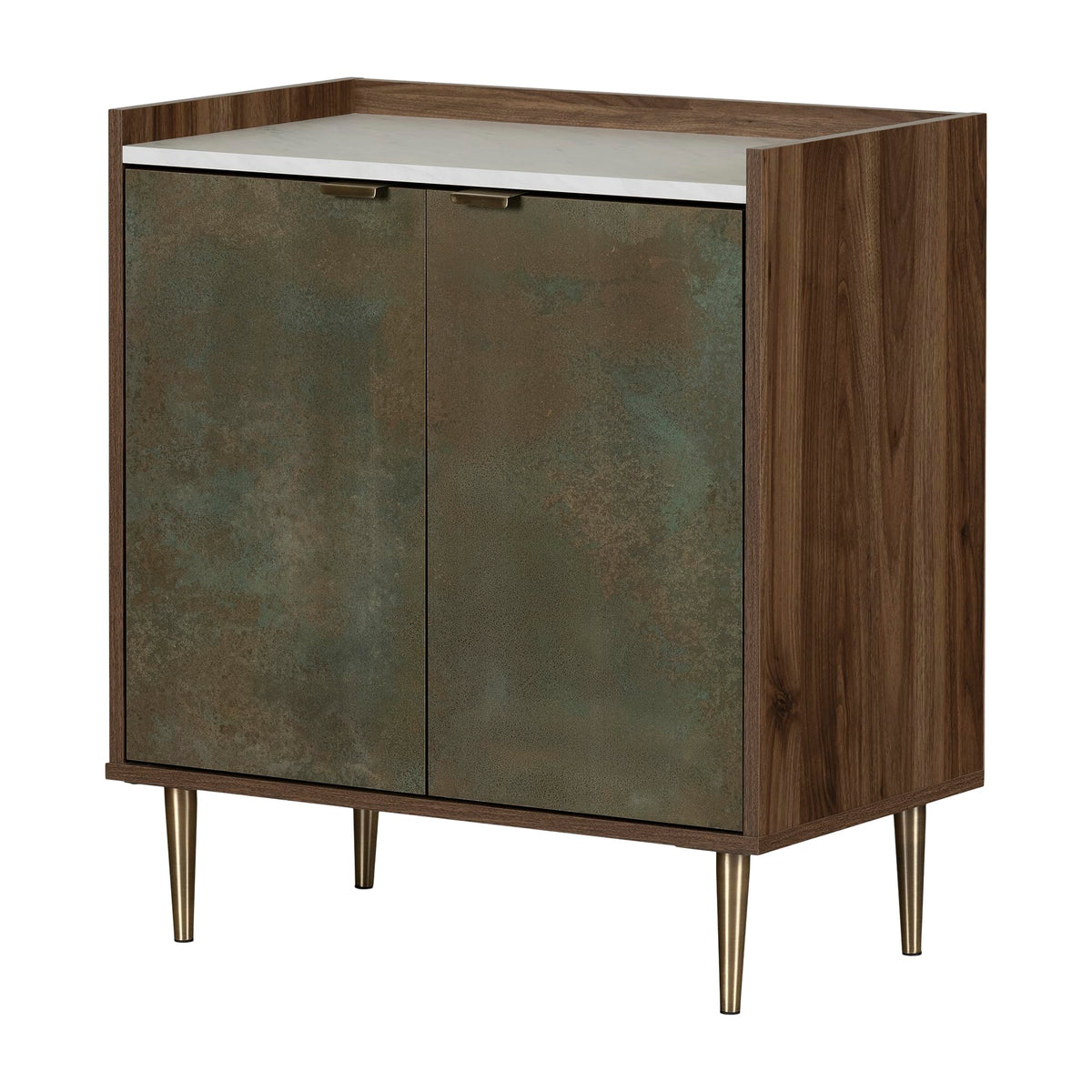 South Shore Maliza 2-Door Storage Cabinet, Natural Walnut And Oxide Brown
