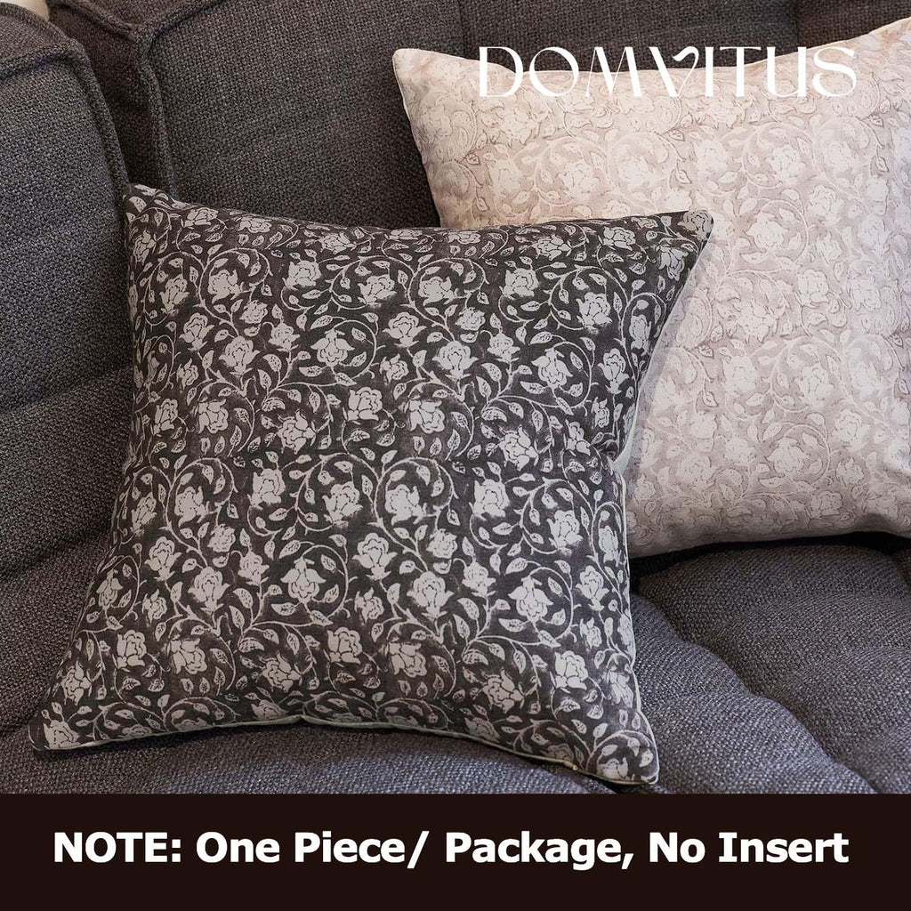 Domvitus Floral Pillow Covers 18X18, Throw Pillows For Couch, Floral Print Pillow Cover, Decorative Neutral Accent Throw Pillow Covers For Living Room, 1Pc, Black