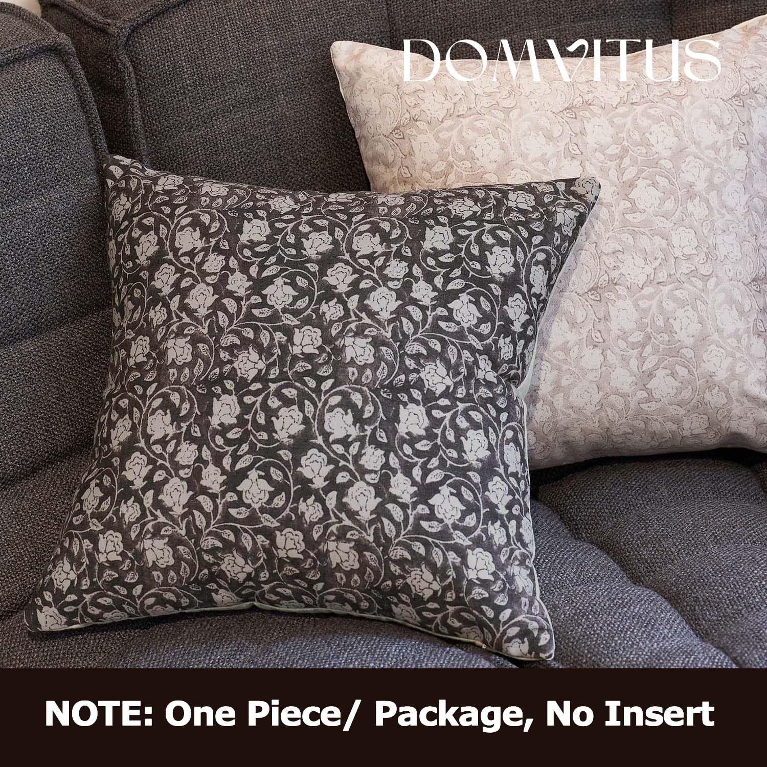 Domvitus Floral Pillow Covers 18X18, Throw Pillows For Couch, Floral Print Pillow Cover, Decorative Neutral Accent Throw Pillow Covers For Living Room, 1Pc, Black