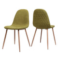 Great Deal Furniture Camden Mid Century Green Fabric Dining Chairs with Light Walnut Wood Finished Legs (Set of 2)