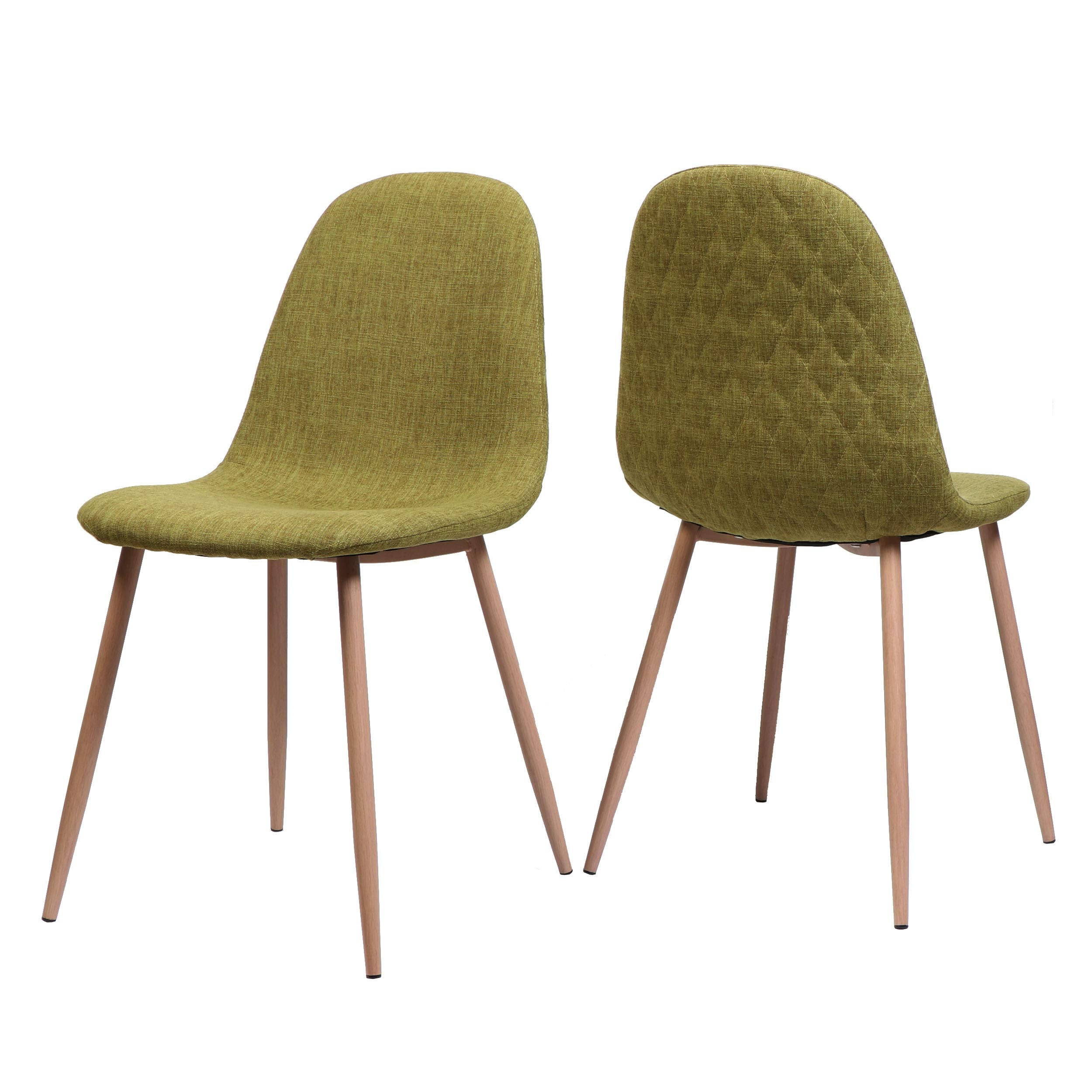 Great Deal Furniture Camden Mid Century Green Fabric Dining Chairs with Light Walnut Wood Finished Legs (Set of 2)