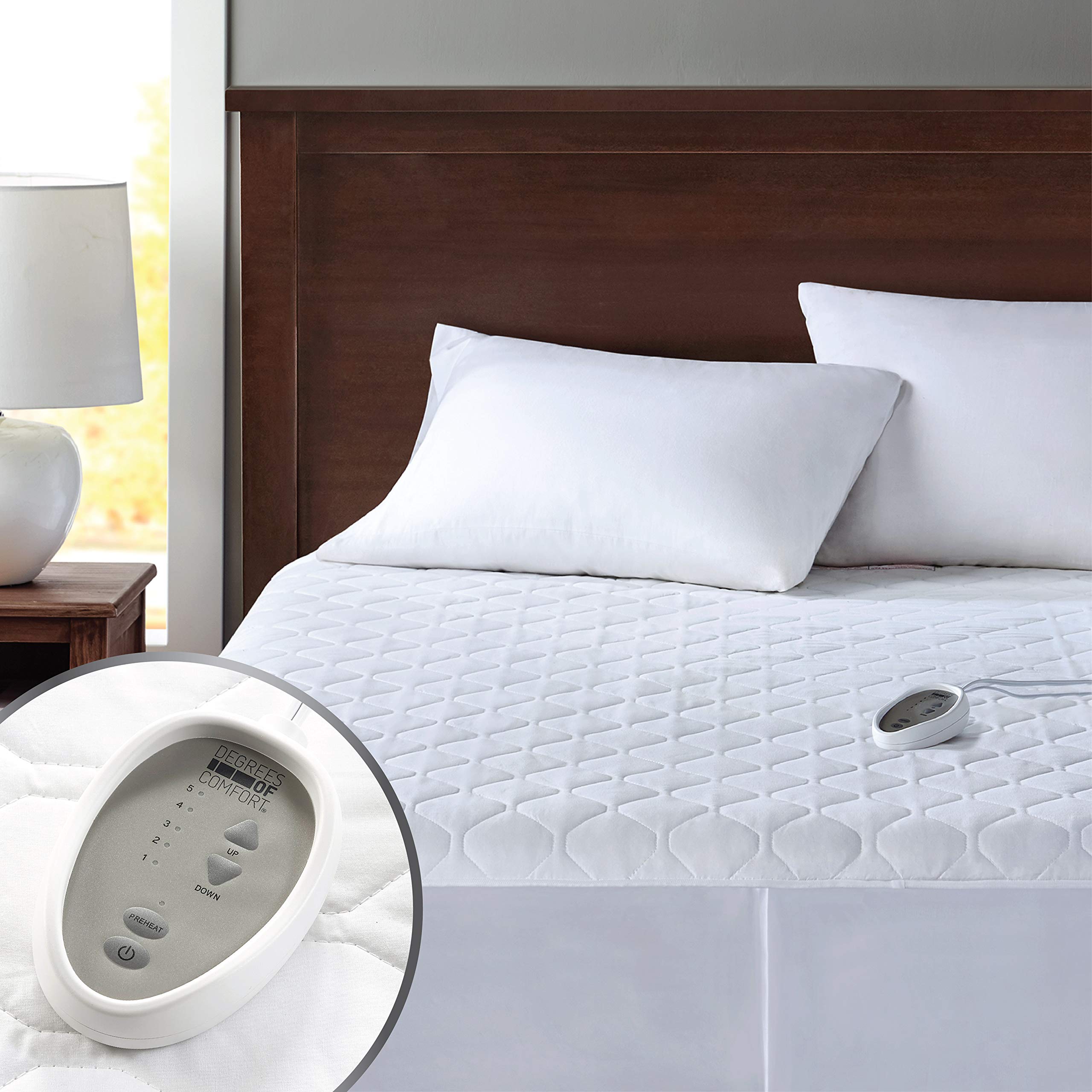 Degrees Of Comfort Twin Xl Heated Mattress Pad | Zone Heating Electric Bed Warmer W/Auto Shut Off | Fit Up To 15 Inch | 12.5Ft L