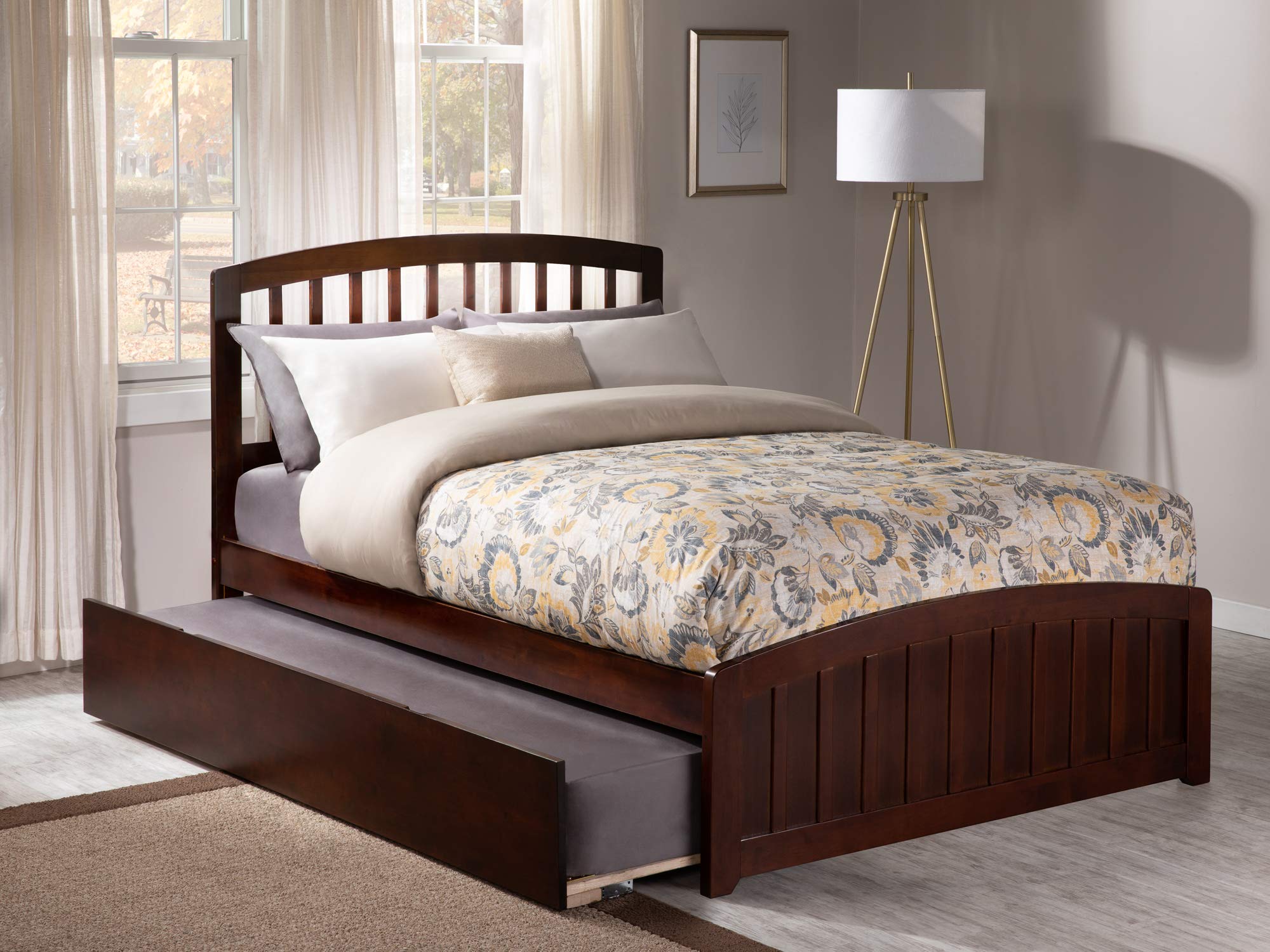 AFI, Richmond Full Platform Bed with Matching Footboard & Full Trundle, Walnut