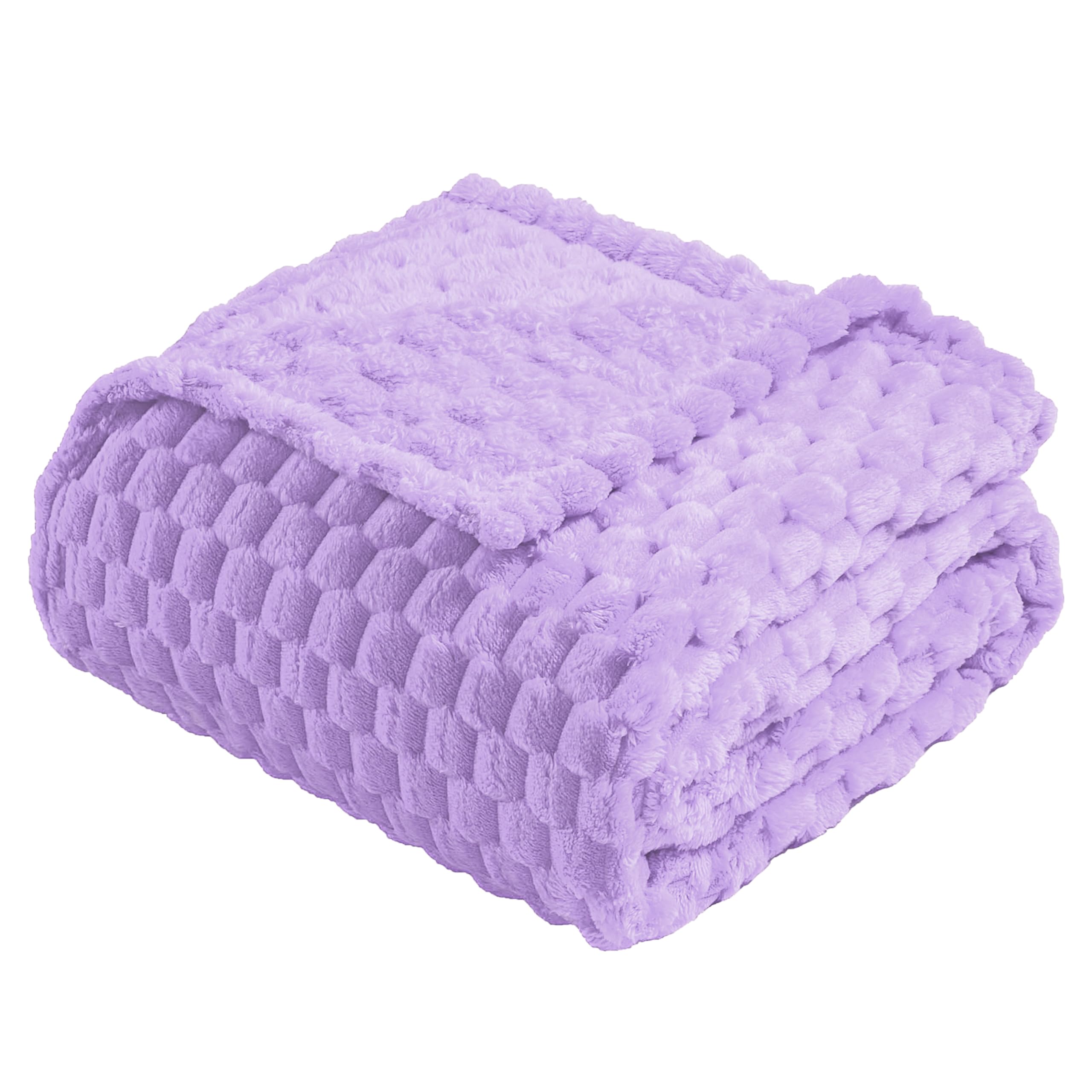 Vessia Flannel Fleece Throw Blanket, 3D Jacquard Light Purple Fuzzy And Warm Blanket For Couch, Sofa, Bed, Chair, 300Gsm Soft To