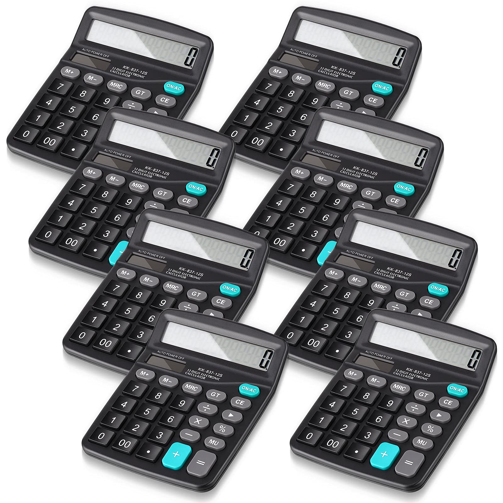 Konohan 8 Pieces 12-Digit Calculator, Solar Basic Desktop Calculator Large Display Electronic Calculators Dual Power Handheld Ca