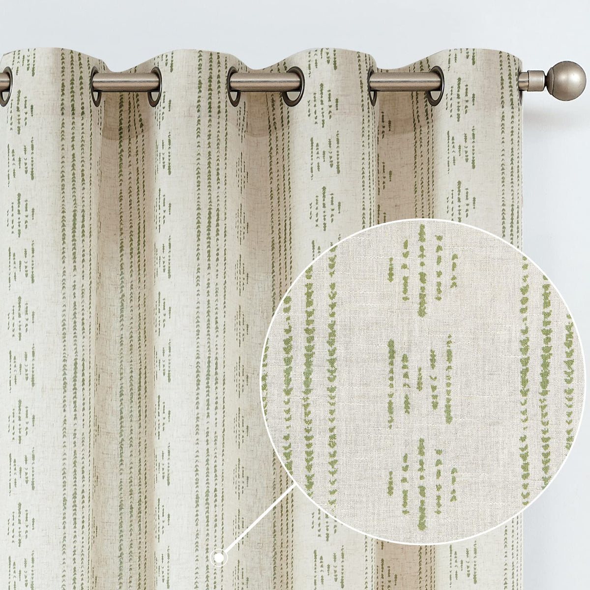 Jinchan Boho Curtains Linen Curtains For Living Room Farmhouse Curtains 72 Inch Length 2 Panels Geometric Striped Patterned Mudc