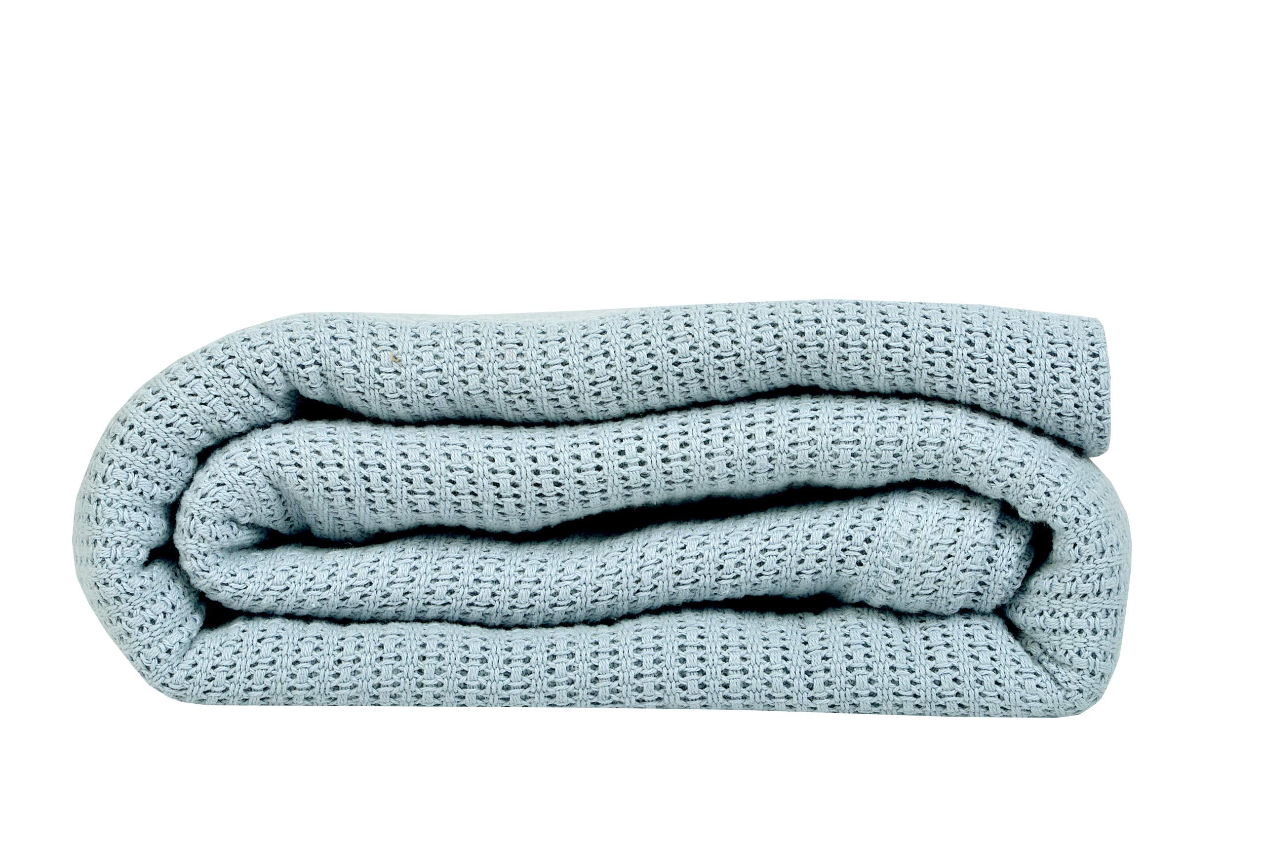 Linteum Textile Supply Leno Weave Ice Grey Blanket, Twin 100% Cotton, Lightweight, Warm, Extra-Fluffy, Premium And Durable Soft