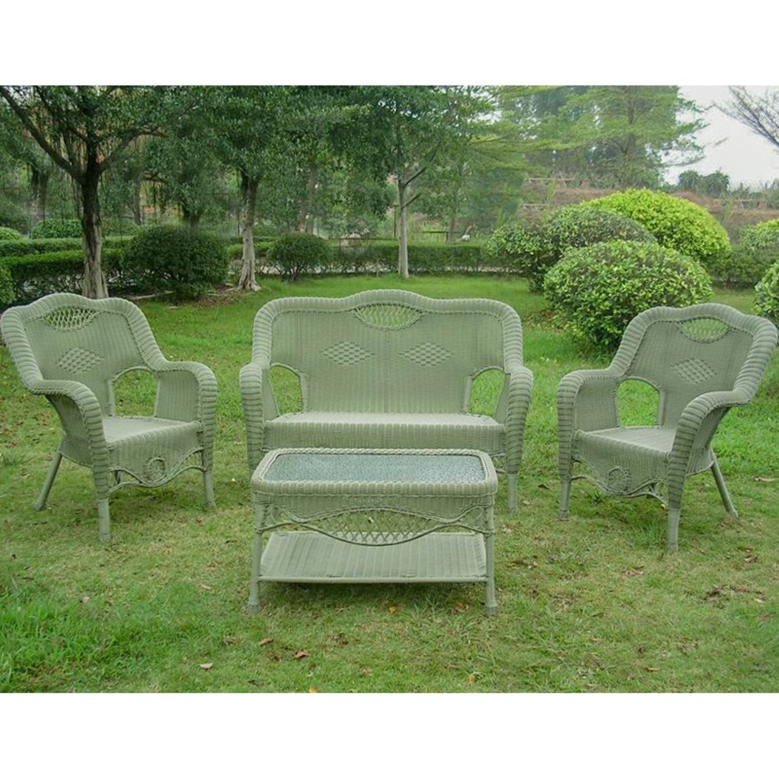 International Caravan Riviera 4-Piece Outdoor Seating Group - Thumbnail 2