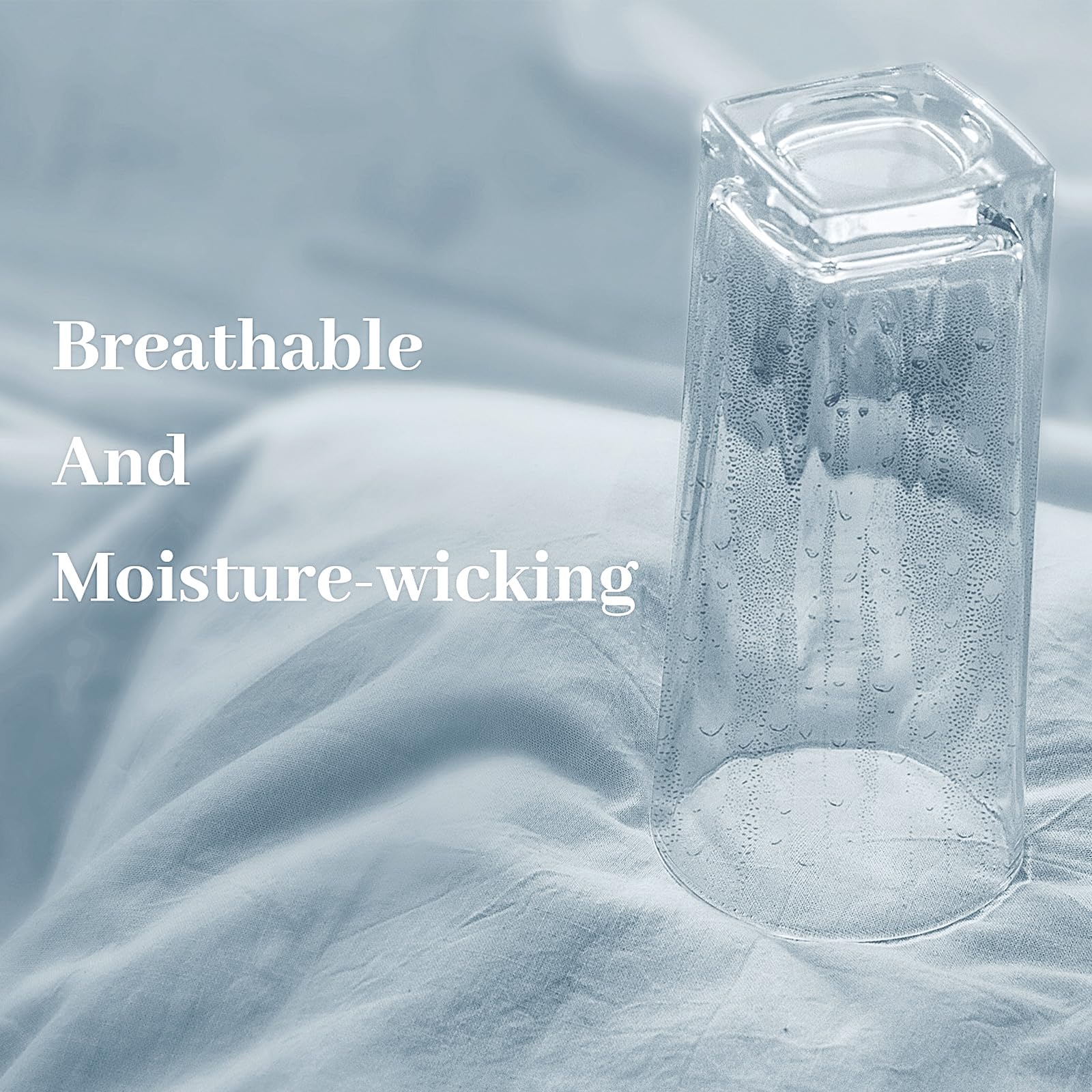 Nexhome Pro Duvet Cover Set King Size Linen Look Textured Organic Natural 100% Washed Cotton Duvet Cover 3 Pieces Bedding Set With Zipper Closure, Breathable, Soft, Light Baby Blue (No Comforter)