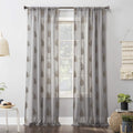 No. 918 Fern Embroidered Fern Sheer Rod Pocket Curtain Panel, 50 x 63, Gold/Gray