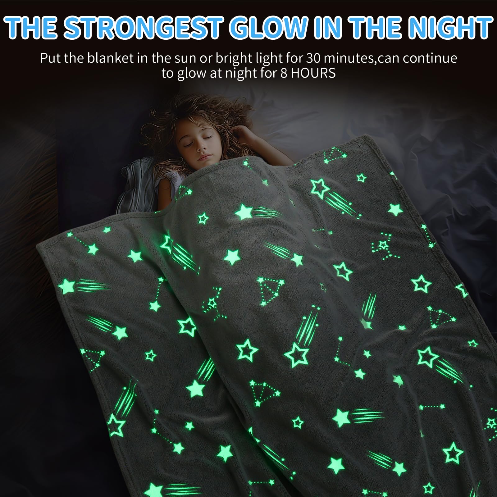 Lifeyj Glow In The Dark Blanket Stars Gifts For Girls Boys, Soft Blanket 3 4 5 6 7 8 9 10 Year Old Girl Gifts, Toddler Girls Toy