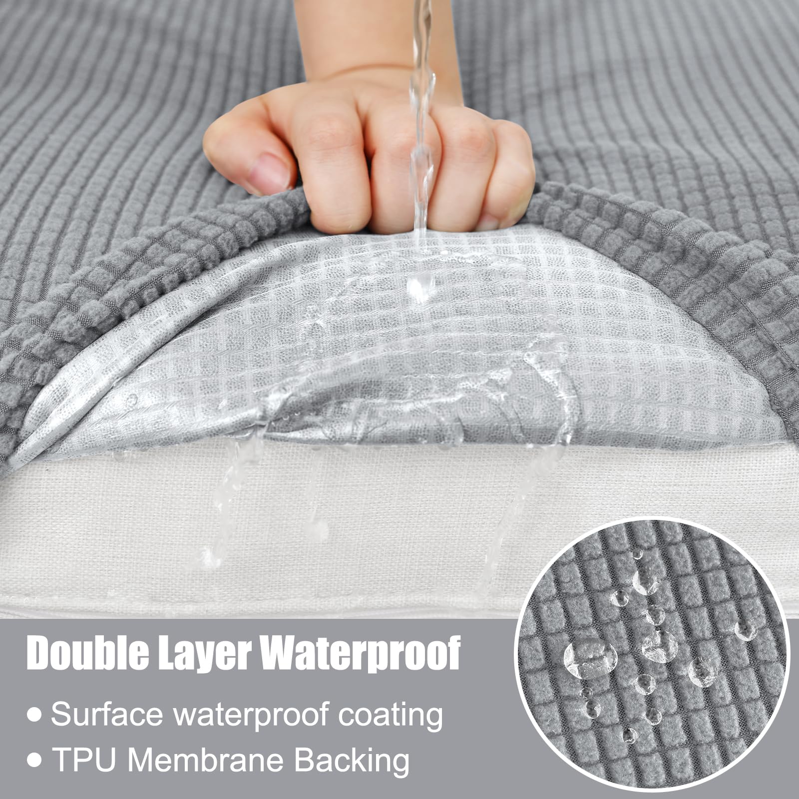 Smiry Waterproof Couch Cushion Covers, Stretch Jacquard Sectional Couch Covers, Soft L Shape Sofa Covers Washable, Chaise Lounge