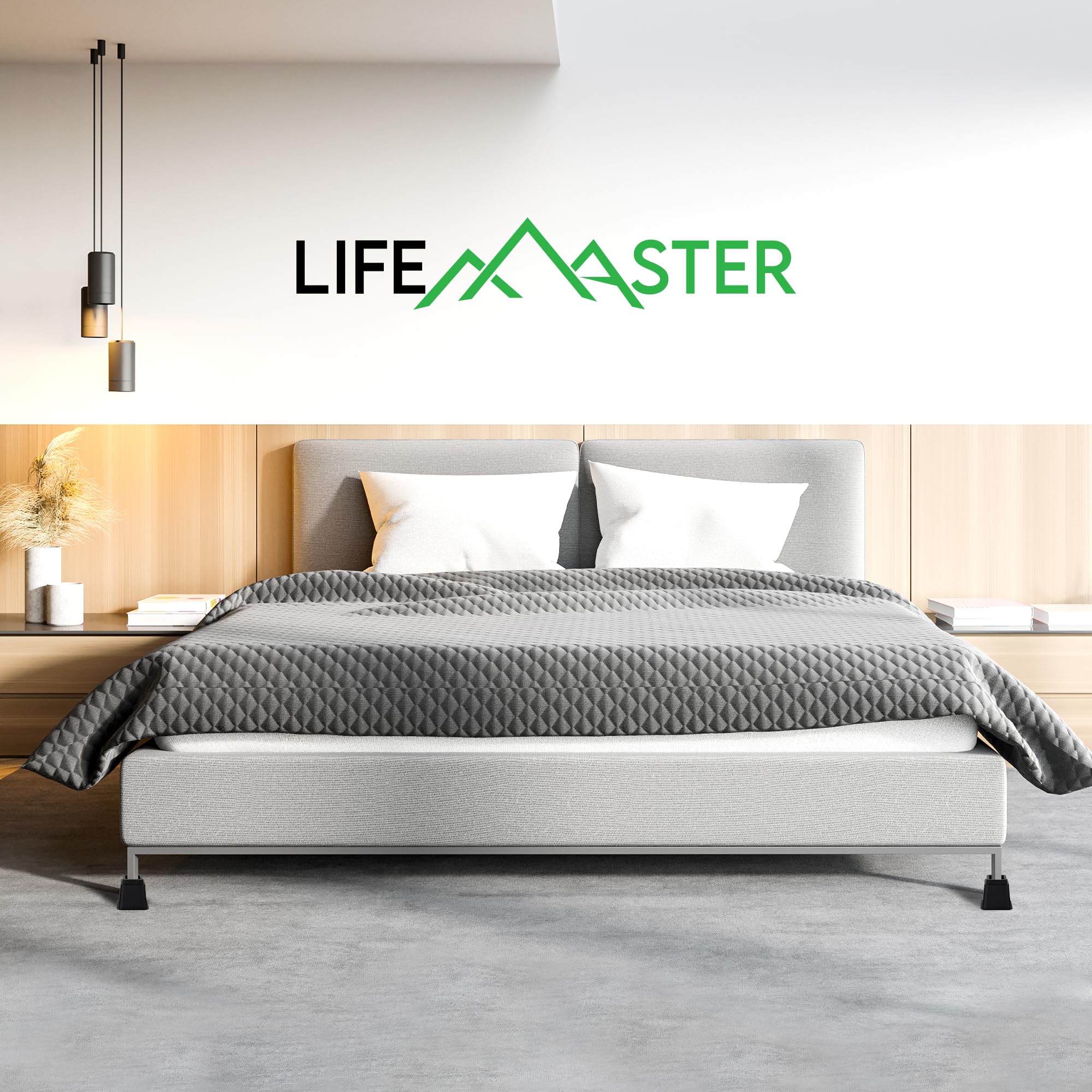 Lifemaster Furniture Riser Set - 16 Pieces Non-Slip Design Furniture Leg Riser Fits With Bed, Chair, Table, Sofa, Desk, And Couc