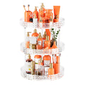 3Tier Diamond Lazy Susan Bathroom Countertop Organizer, 360 Clear Rotating Makeup Cosmetic Perfume Storage Tray, Spinning Vanity