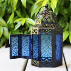 Small Black Metal Decorative Moroccan Lantern Candle Holder Lamp - Indoor/Outdoor, Home Decor, Patio, Weddings, Christmas, Cobal