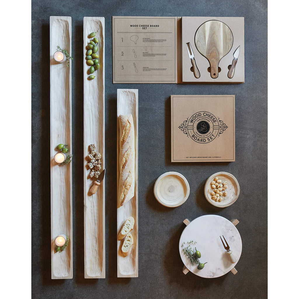 Santa Barbara Design Studio Table Sugar Round Marble Tray With Mango Wood Stand, 11-Inches, Natural