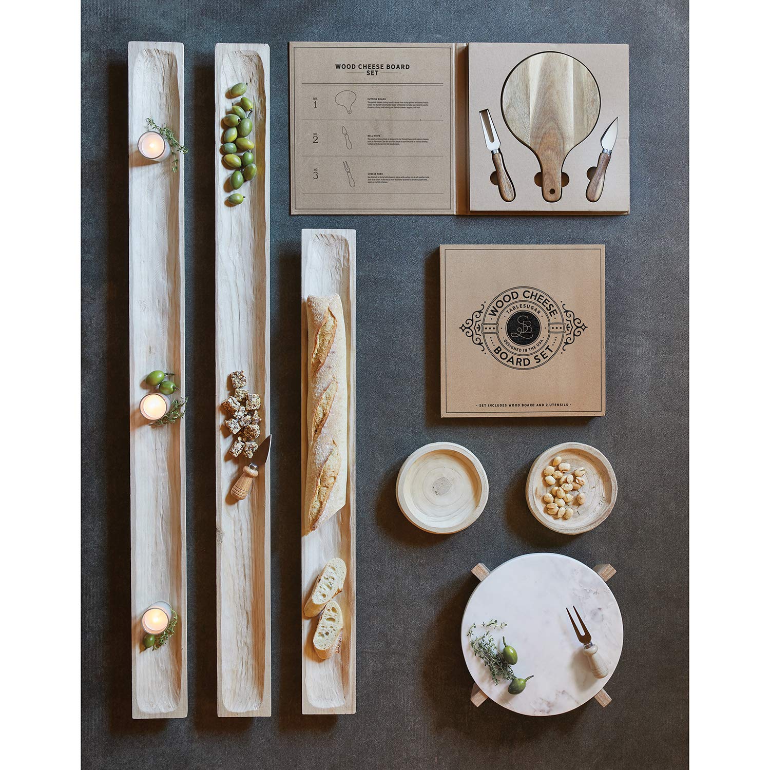 Santa Barbara Design Studio Table Sugar Round Marble Tray With Mango Wood Stand, 11-Inches, Natural